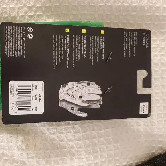 Nike Vapor Knit Football MagniGrip Receiver Gloves Green White Size 2XL - Picture 3 of 3
